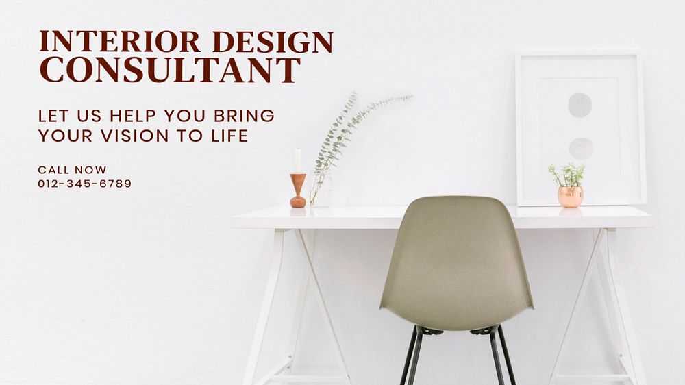 Interior design consultant blog banner template, editable text