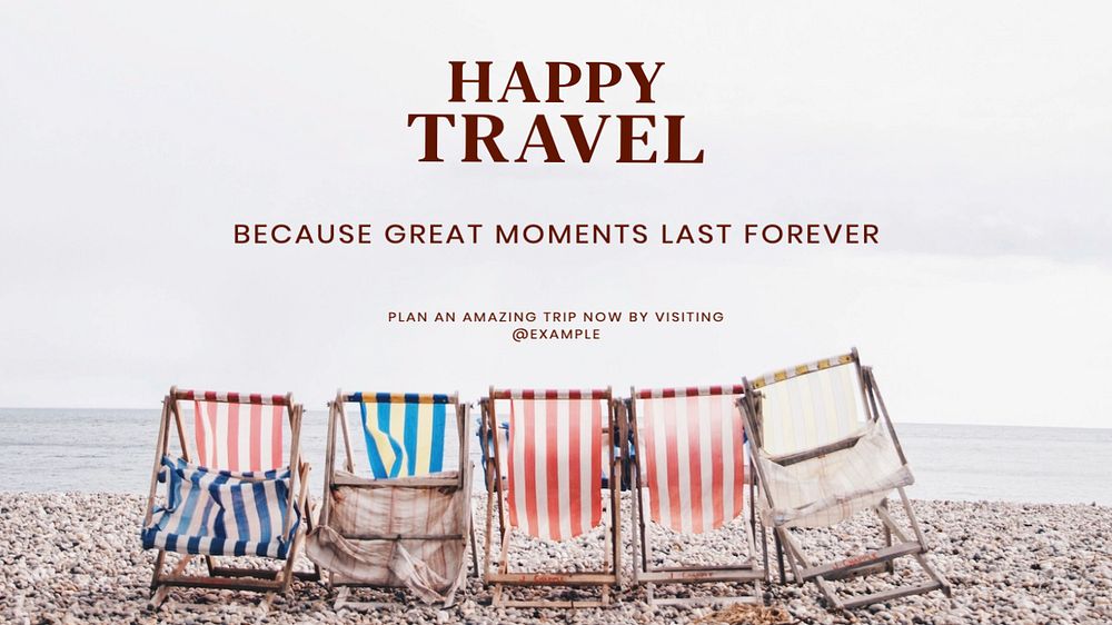 Happy travel blog banner template, editable text