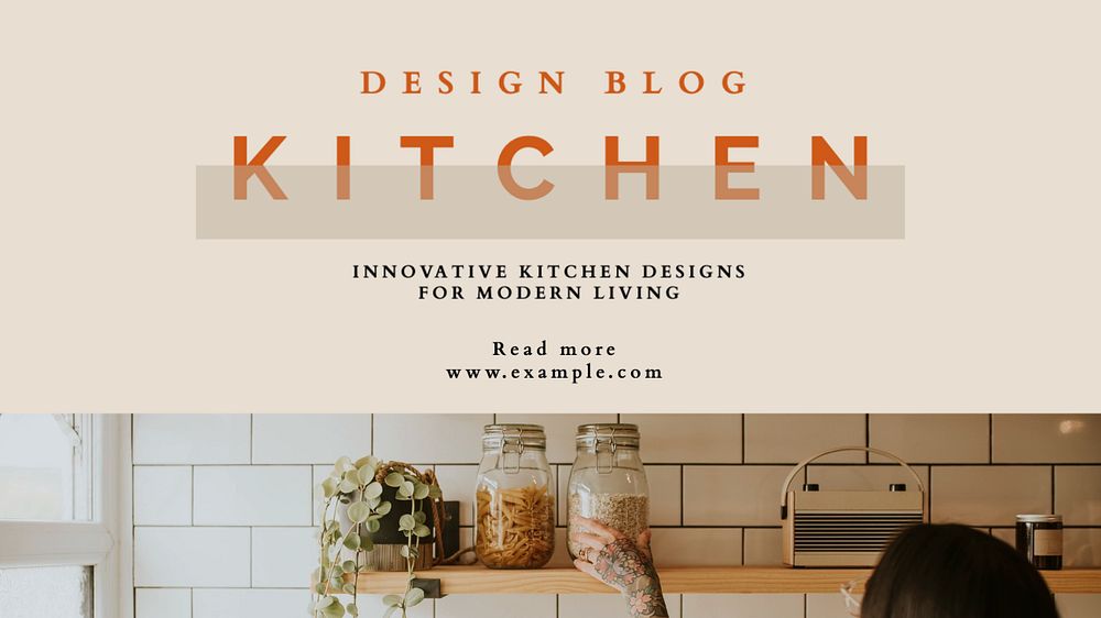 Kitchen  blog banner template, editable text