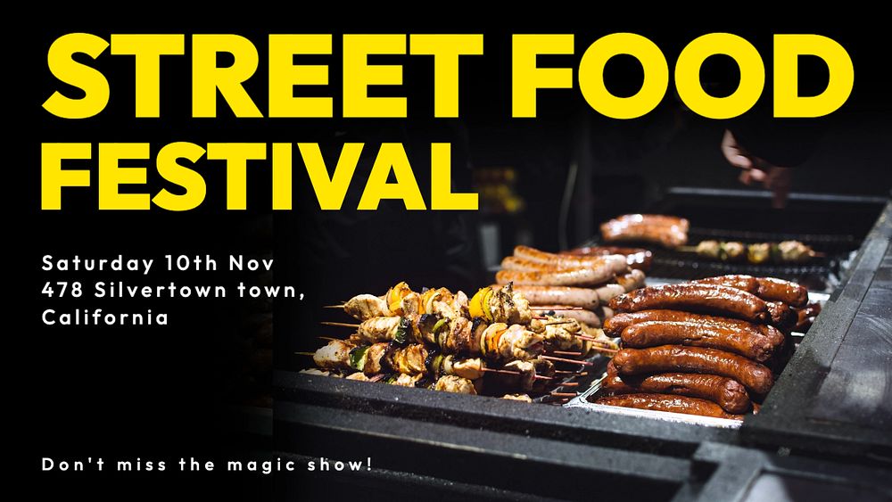 Street food festival blog banner template, editable text