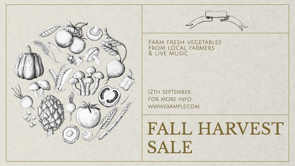 Fall harvest sale blog banner template, editable text
