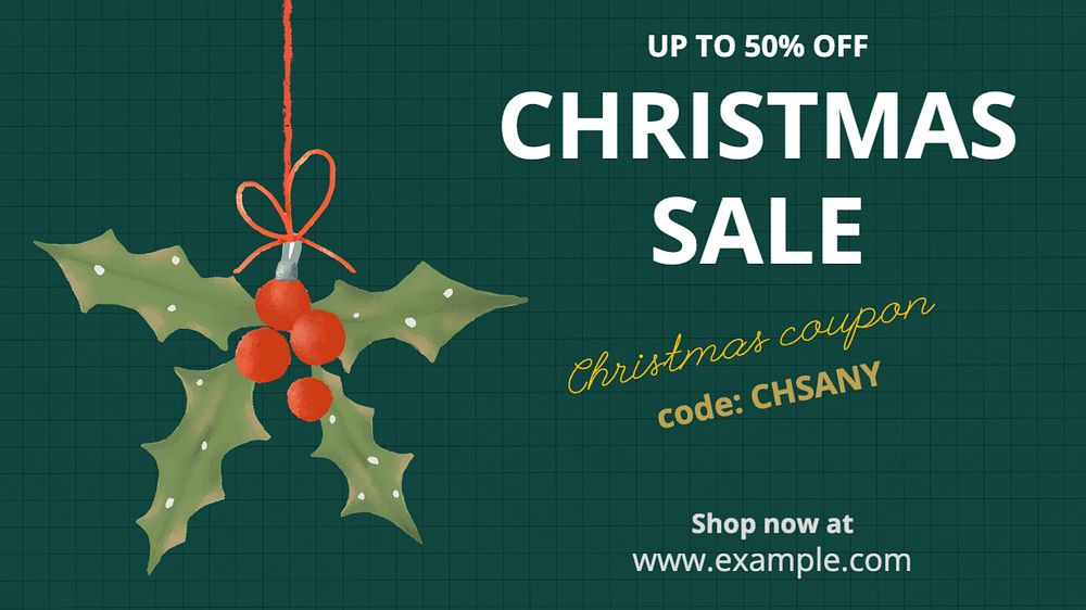 Christmas sale  blog banner template, editable text