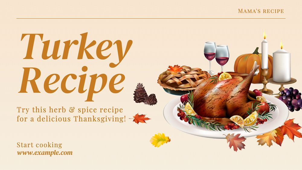 Turkey recipe blog banner template, editable text