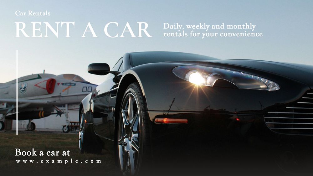 Car rentals  blog banner template, editable text