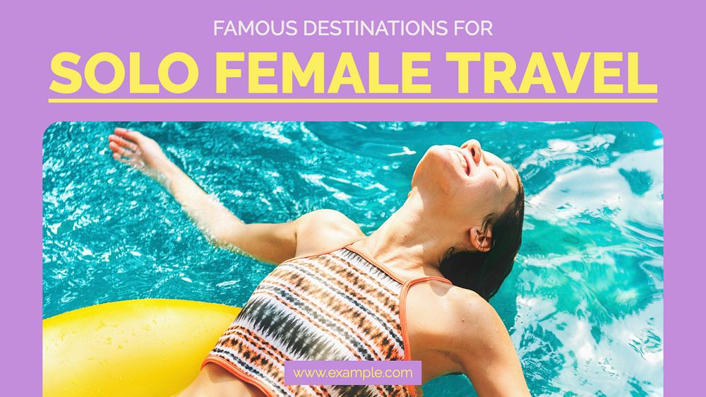 Female travel  blog banner template, editable text