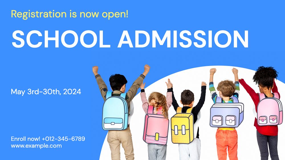 School admission  blog banner template, editable text