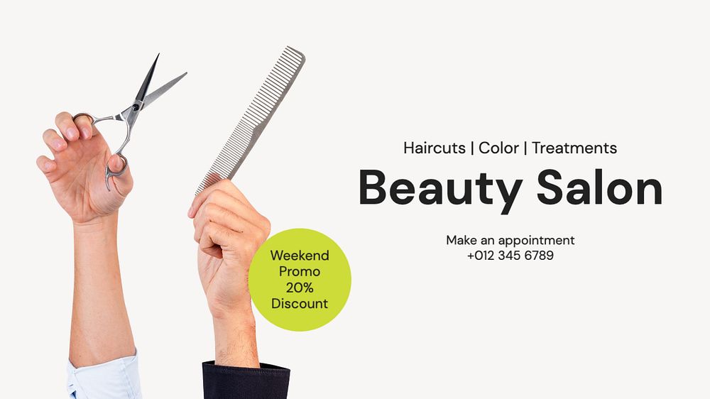 Beauty salon blog banner template, editable text