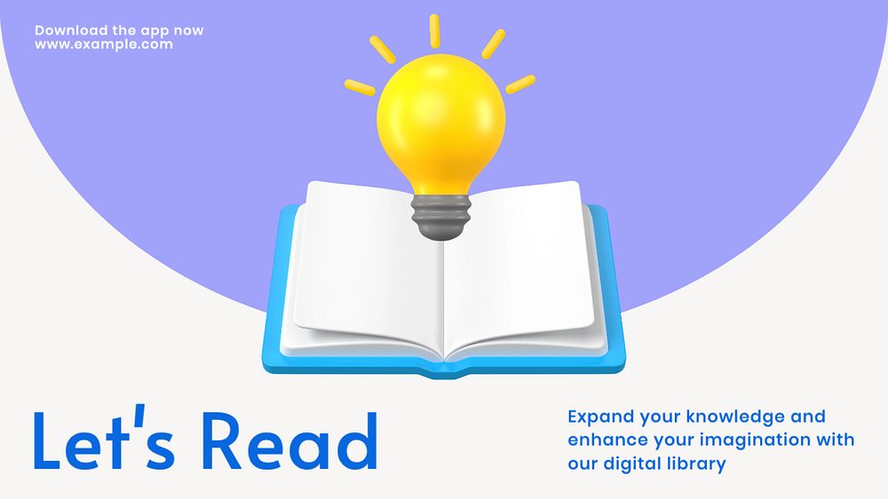 Reading & library  blog banner template, editable text