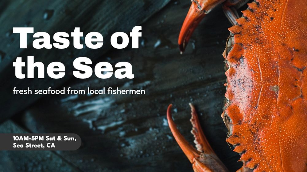 Seafood restaurant blog banner template, editable text