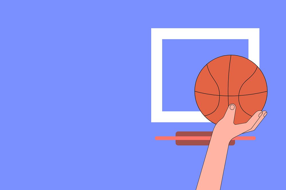 Hand shooting basketball background, sports illustration, editable design