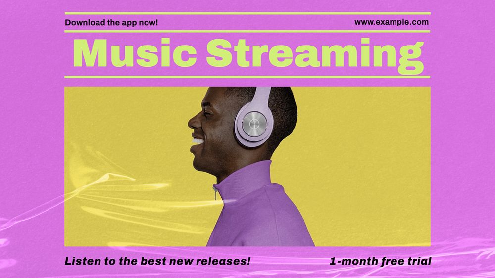 Music streaming  blog banner template, editable text