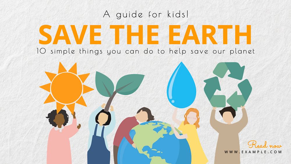 Save the earth blog banner template, editable text