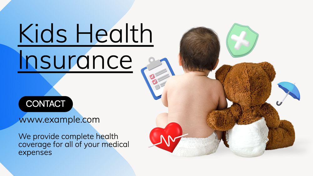 Kids insurance blog banner template, editable text