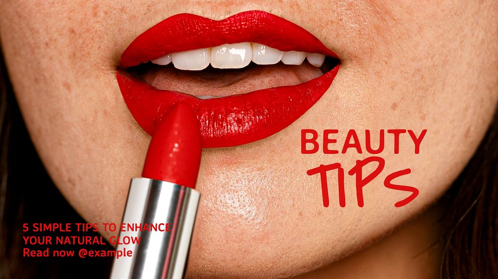 Beauty tips  blog banner template, editable text