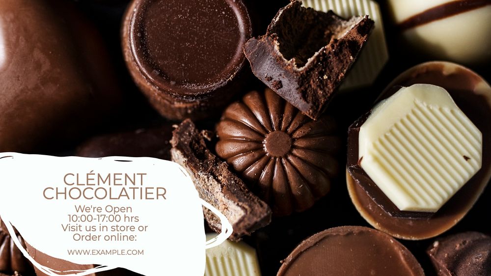 Chocolate shop  blog banner template, editable text