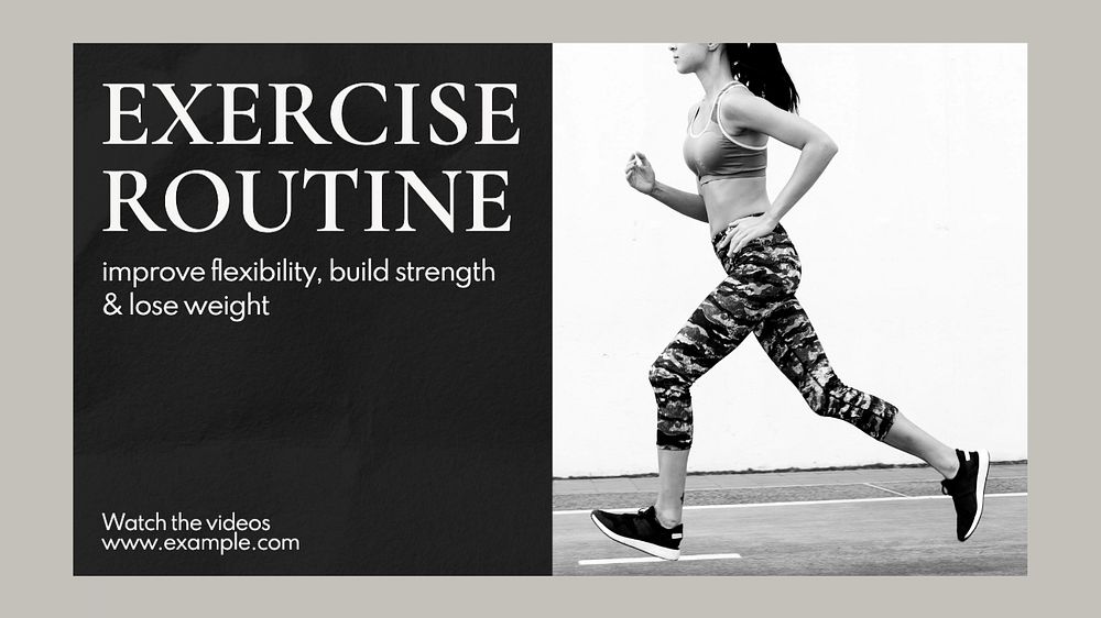 Exercise routine  blog banner template, editable text