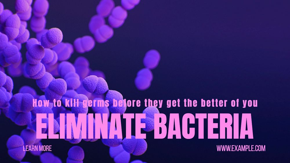 Eliminate bacteria blog banner template, editable text