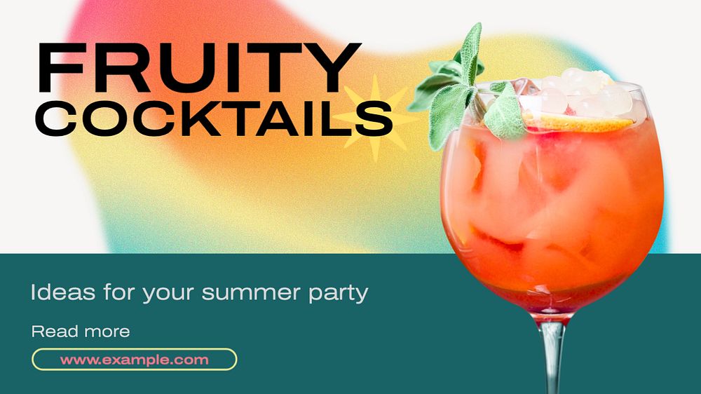 Fruity cocktails  blog banner template, editable text