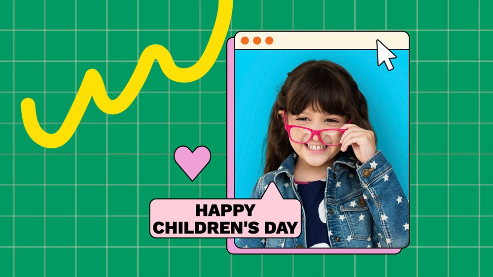 Happy children's day  blog banner template, editable text