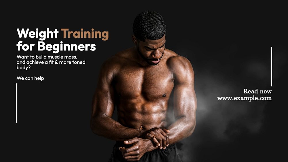 Weight Training blog banner template, editable text