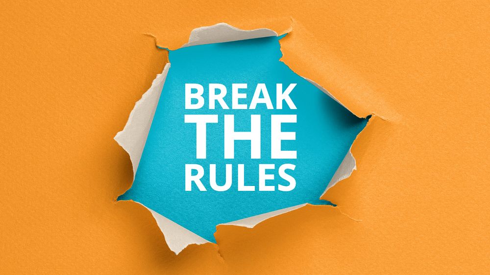 Break the rules blog banner template, editable text