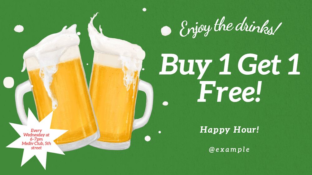 Happy Hour  blog banner template, editable text