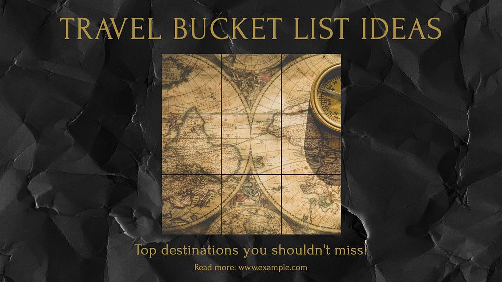 Travel bucket list  blog banner template, editable text