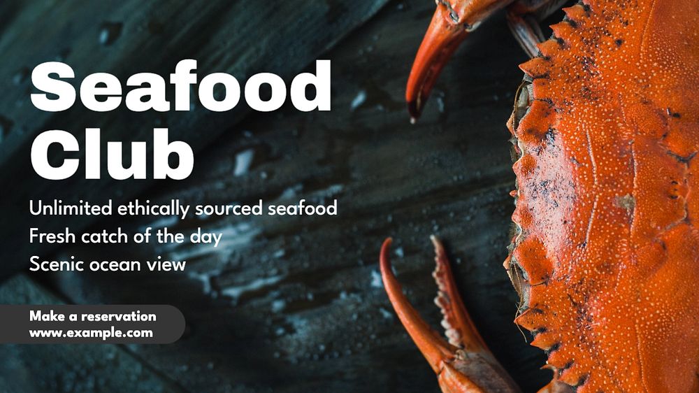 Seafood restaurant blog banner template, editable text