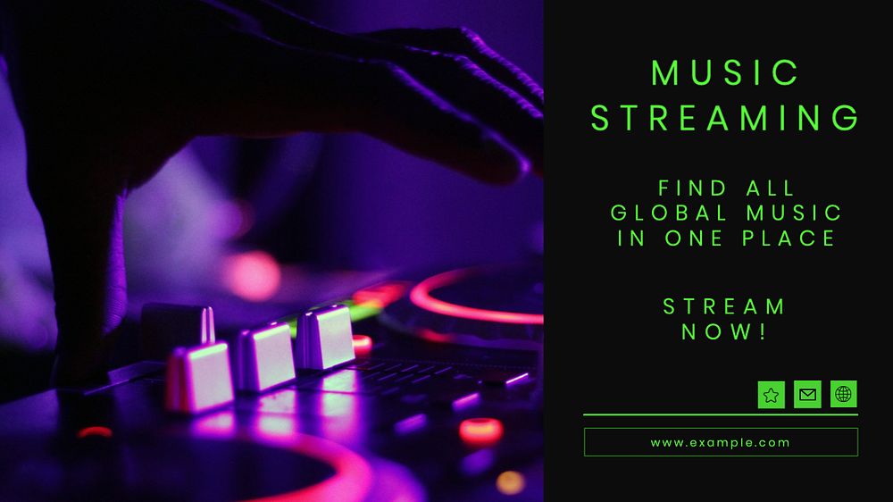 Music streaming  blog banner template, editable text