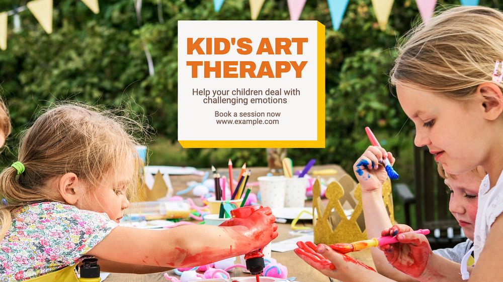 Kid's art therapy  blog banner template, editable text