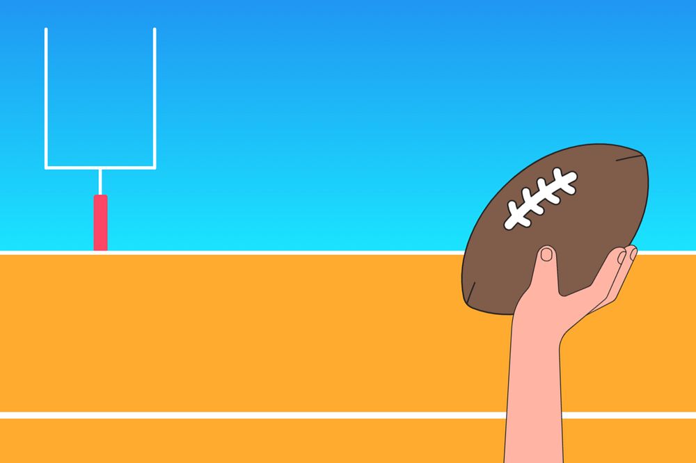 Hand shooting rugby ball background, sports illustration, editable design