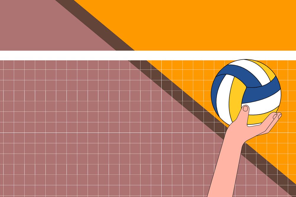 Hand shooting volleyball background, sports illustration, editable design