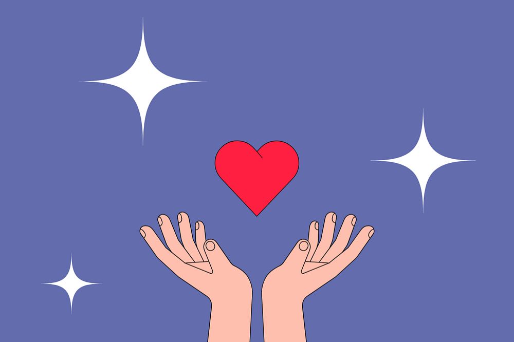 Hand presenting heart background, love sign illustration, editable design