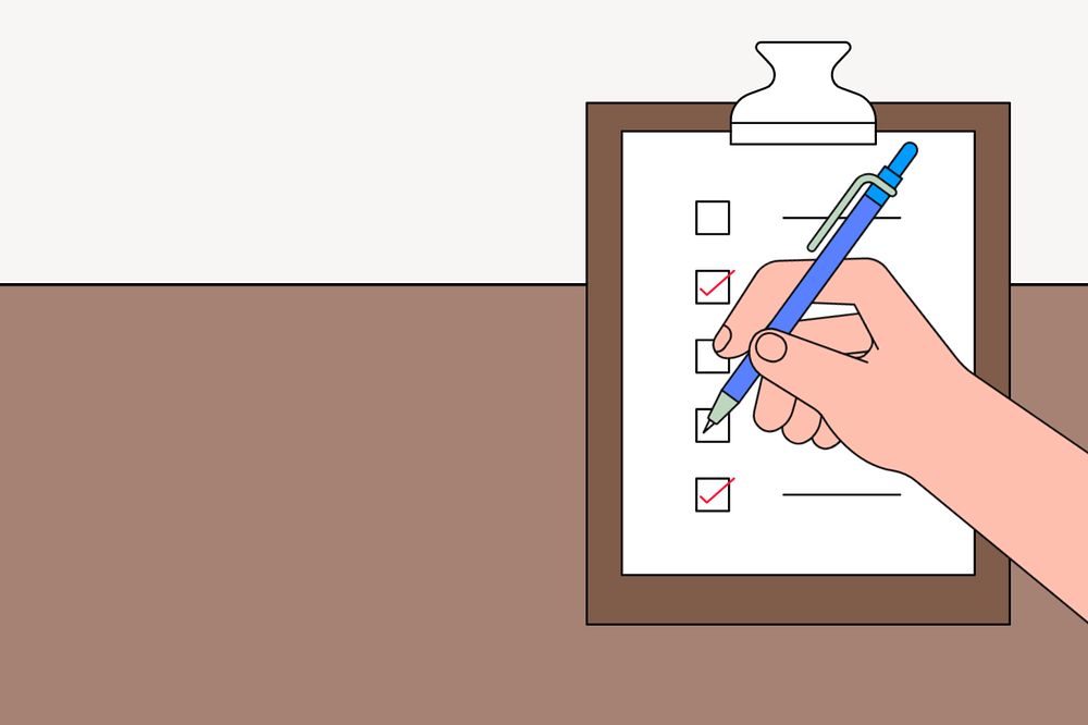 Checking to do list background, hands writing illustration, editable design