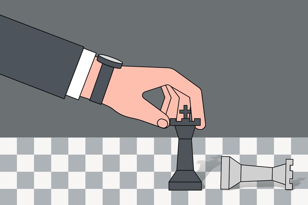 Businessman playing chess background, strategy illustration, editable design