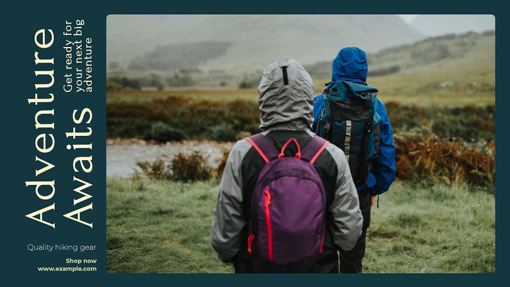 Hiking gear sale  blog banner template, editable text