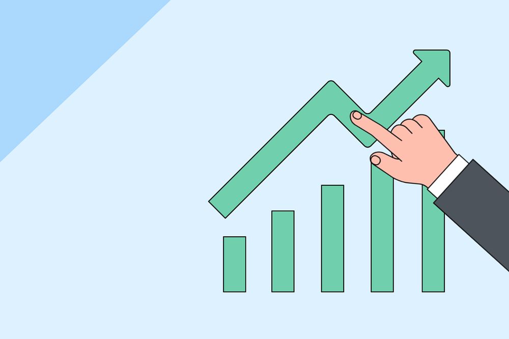 Rising bar charts background, business illustration, editable design