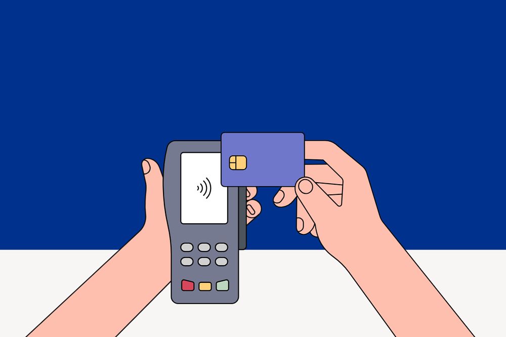 Card pay wave background, cashless payment illustration, editable design