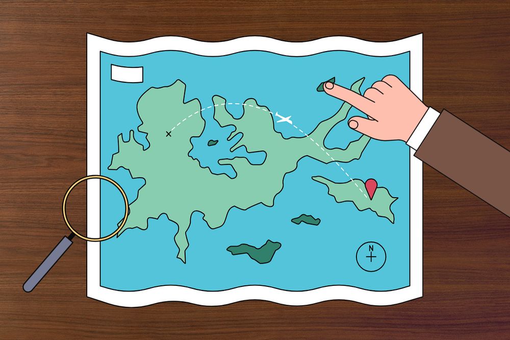 Hand pointing map background, editable design