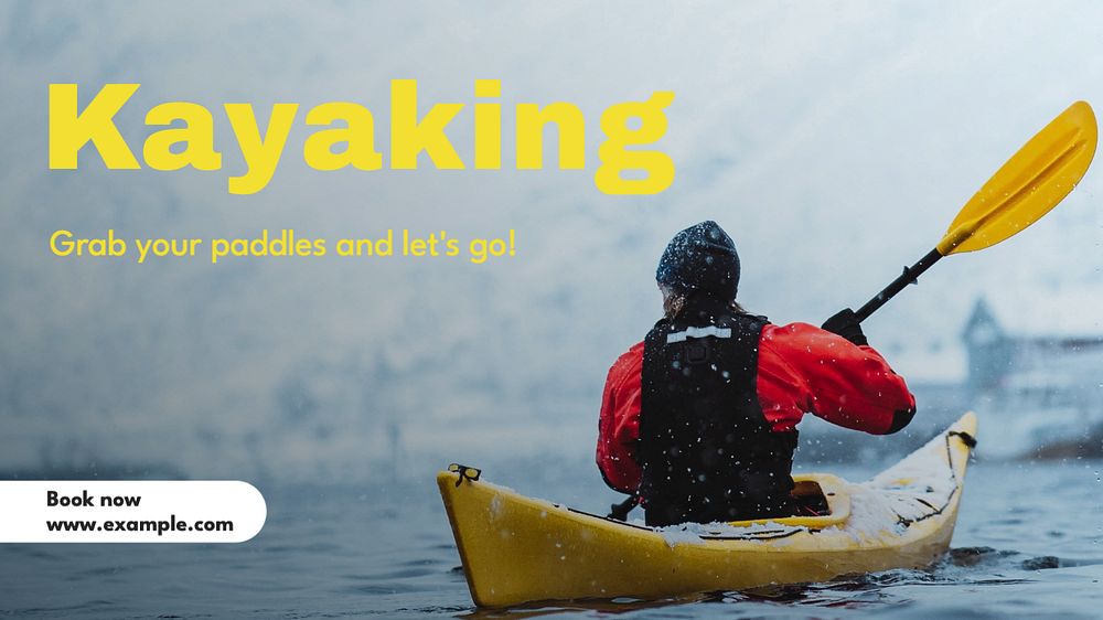 Kayaking blog banner template, editable text