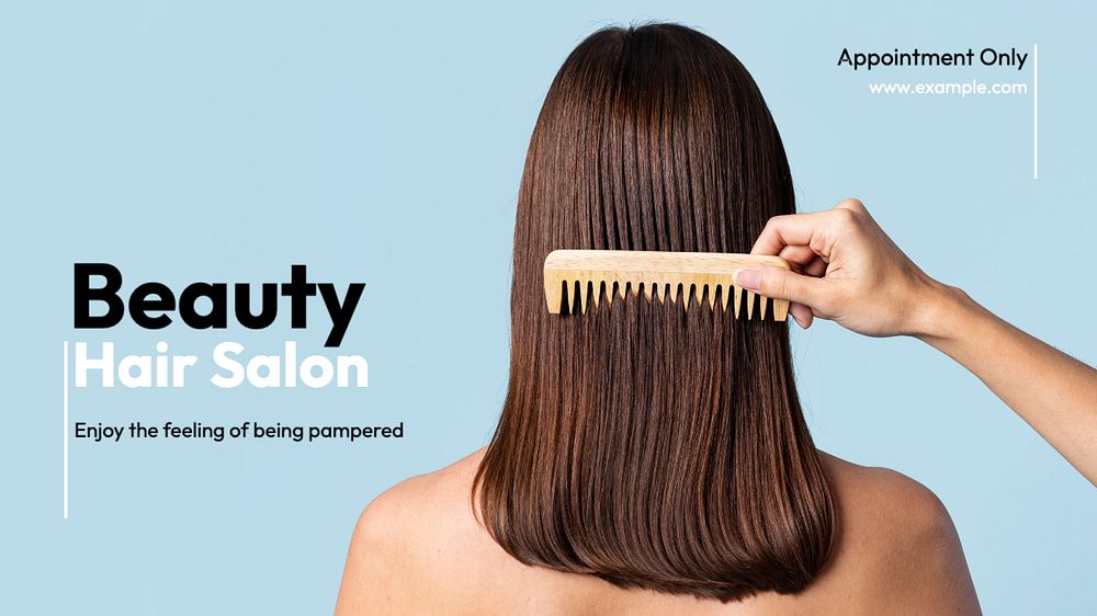 Beauty hair salon blog banner template, editable text