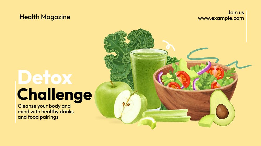 Detox challenge blog banner template, editable text