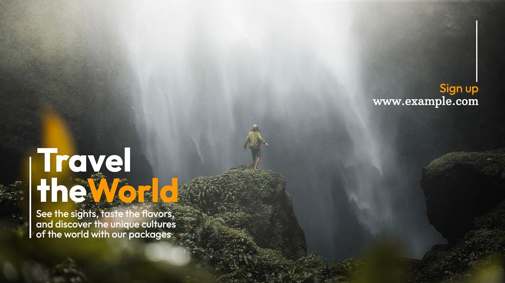 World travel blog banner template, editable text