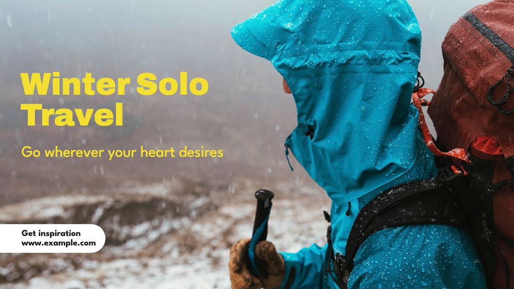 Winter Solo Travel blog banner template, editable text