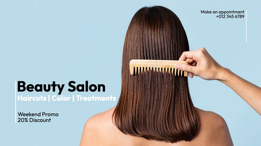 Beauty salon blog banner template, editable text