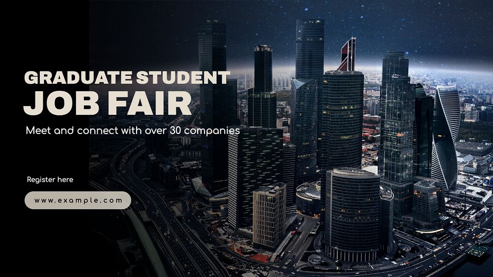 Graduate student job fair blog banner template, editable text