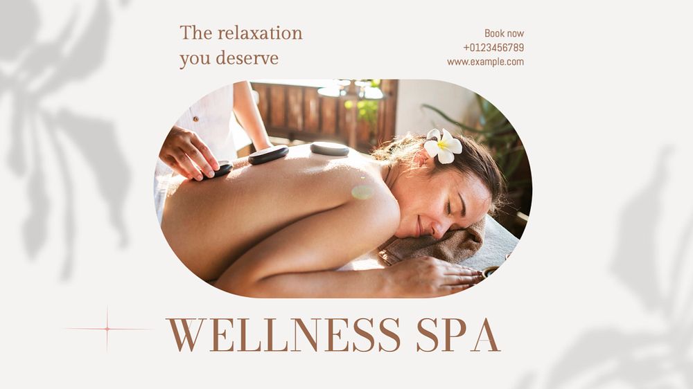 Wellness spa  blog banner template, editable text