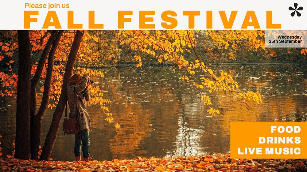 Fall festival, autumn  blog banner template, editable text