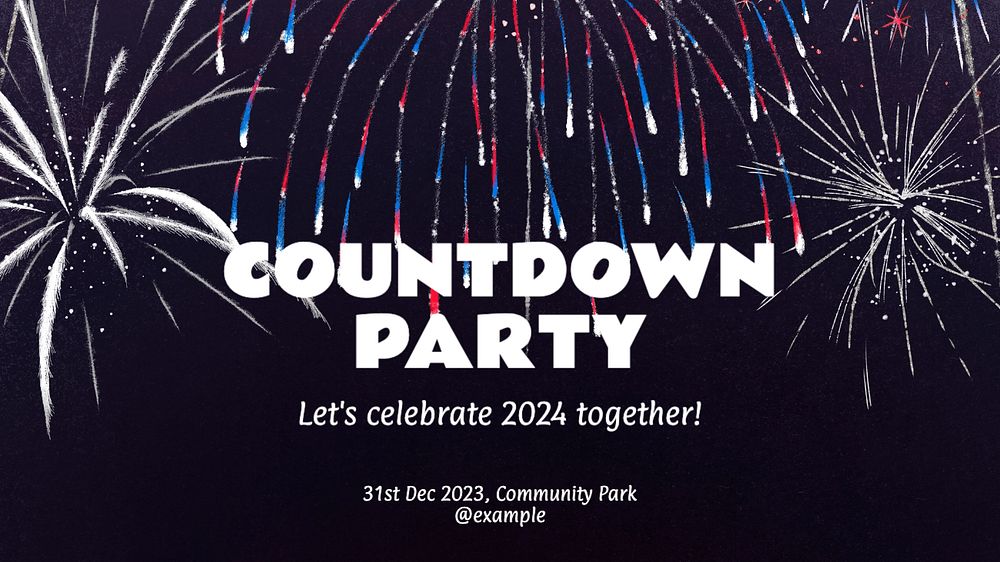 Countdown party  blog banner template, editable text