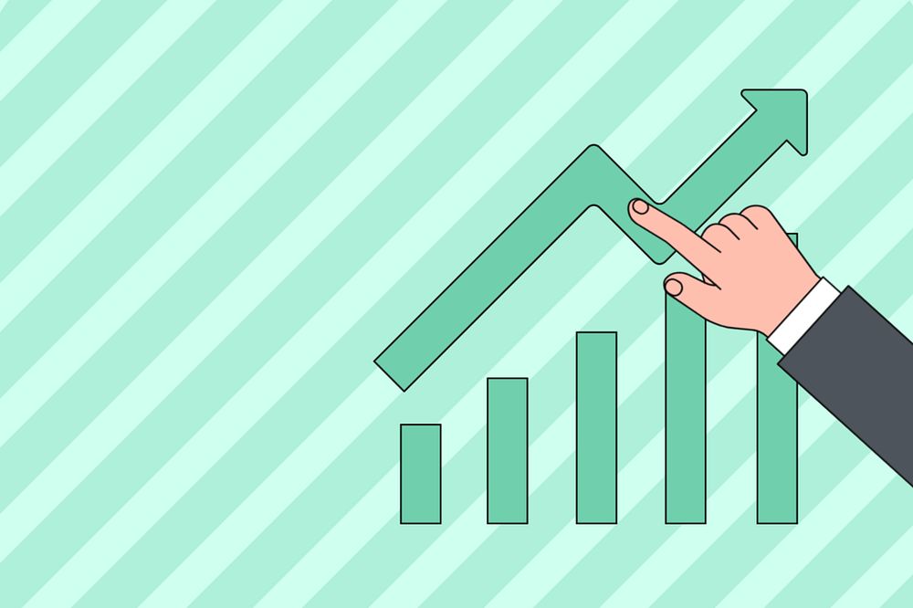 Rising bar charts background, business illustration, editable design